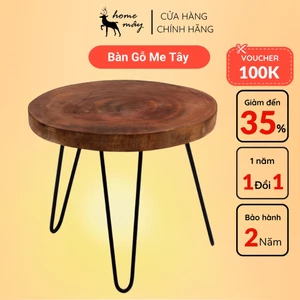 Bàn Trà Gỗ Xà Cừ HOME MÂY - Nguyên Khối, Bóng Loáng, Chân Sắt Hairpin