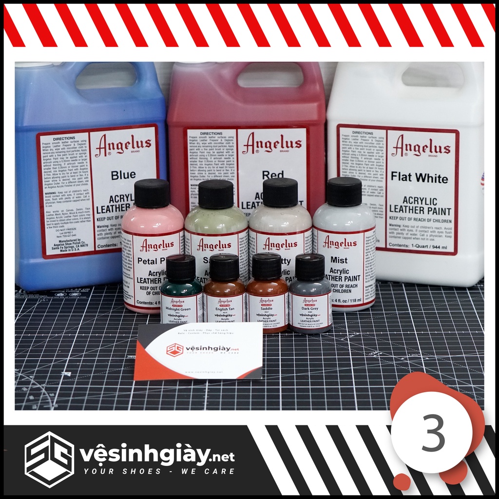 Màu sơn Angelus Leather Paint chính hãng USA, custom giày, túi xách
