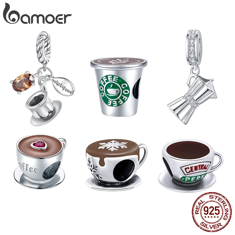 BAMOER Hạt Bạc 925 Hình Ly Cà Phê Thời Trang