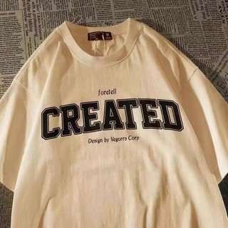 [ Rẻ vô địch ] Áo thun cotton tay lỡ dáng rộng unisex - CREAT
