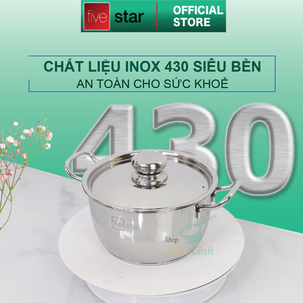 Ảnh Bộ nồi 3 đáy inox 430 Thân Cool Fivestar Standard nắp inox FS-B3010 (Kích thước 16cm - 20cm - 24cm), tặng 1 vá canh 3