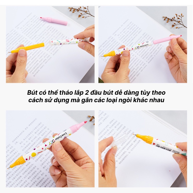 Bút đánh dấu highlight 2 đầu cute nhiều màu pastel huỳnh quang Hàn Quốc đánh dấu nhớ dòng trang trí sổ tay dễ thương