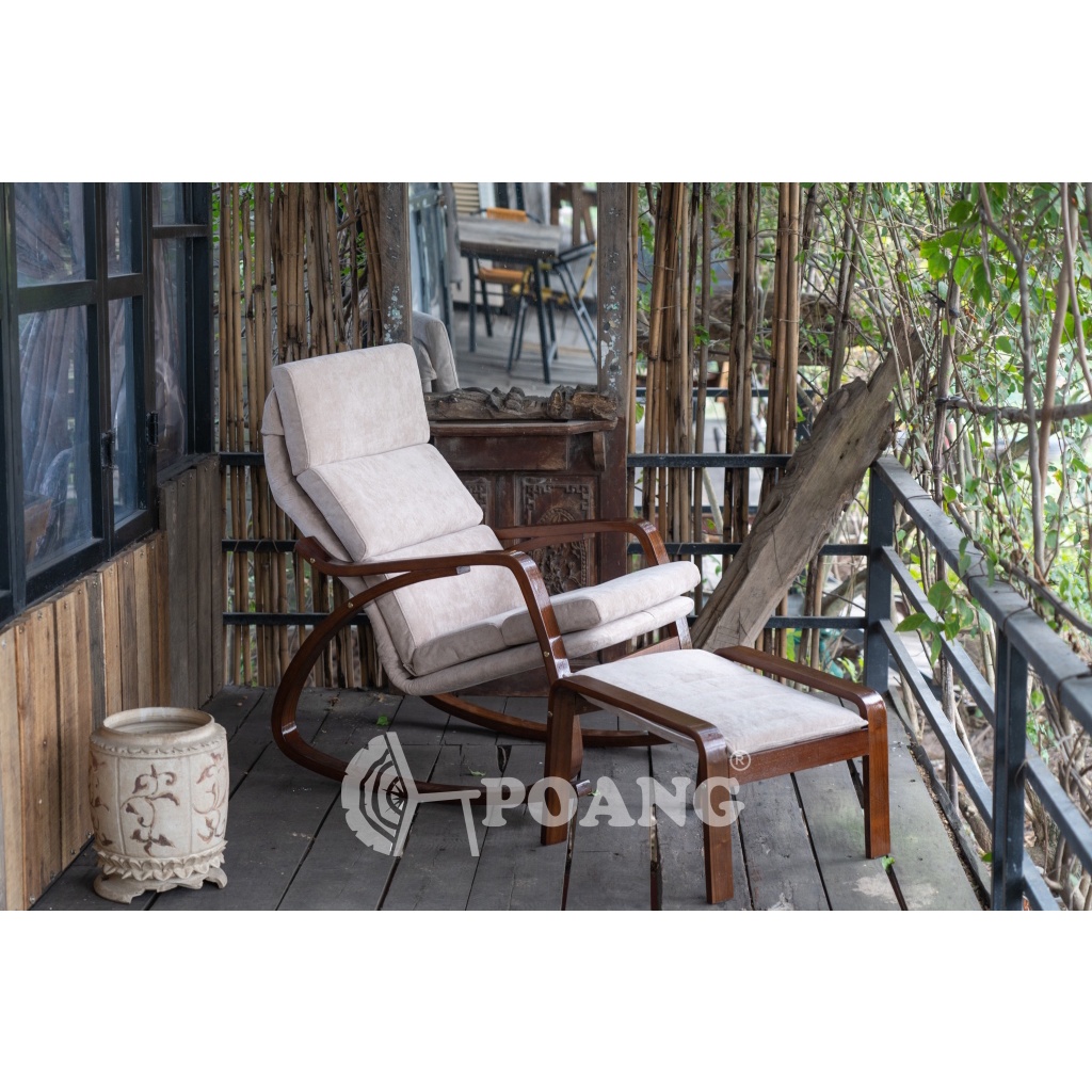 Ảnh Ghế thư giãn | POANG | plywood óc chó/bạch dương | vải cotton | beige | R67xS139xC86 cm 1