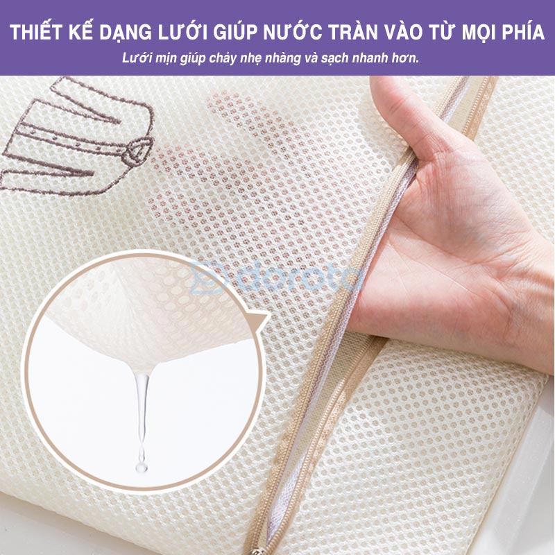 Ảnh Túi giặt đồ máy giặt cao cấp 3 lớp DOROTA vải lưới dày đựng quần áo đồ lót tất vớ nhiều kích thước TG1 4
