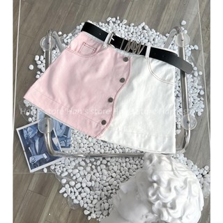 CHÂN VÁY HAI MÀU CHẤT KAKI JEANS(ẢNH THẬT)