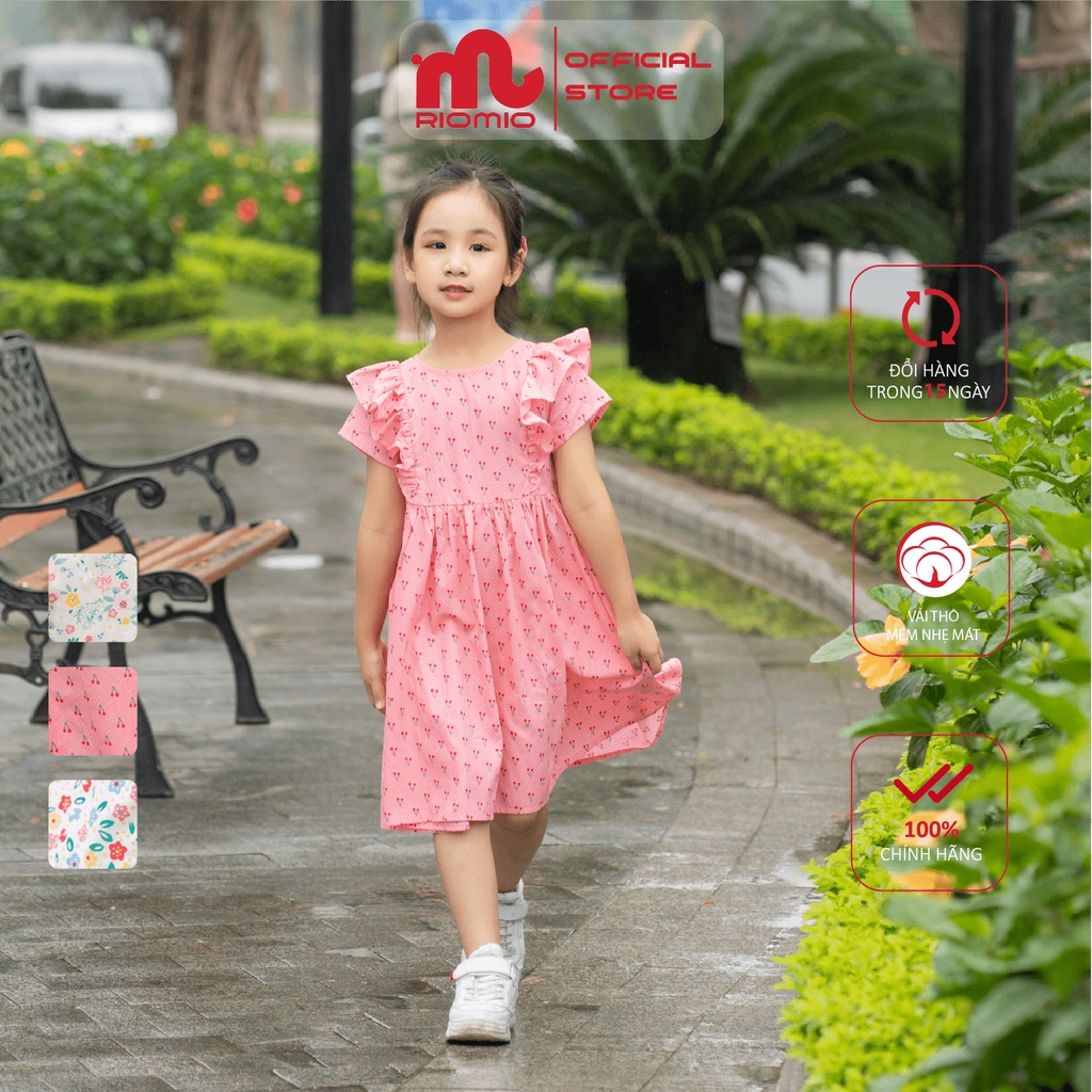 Váy thô hoa kèm nơ họa tiết ngọt ngào RIOMIO size 3-10 tuổi (15-35kg) xinh xắn đáng yêu cho bé đi học đi chơi - RV388