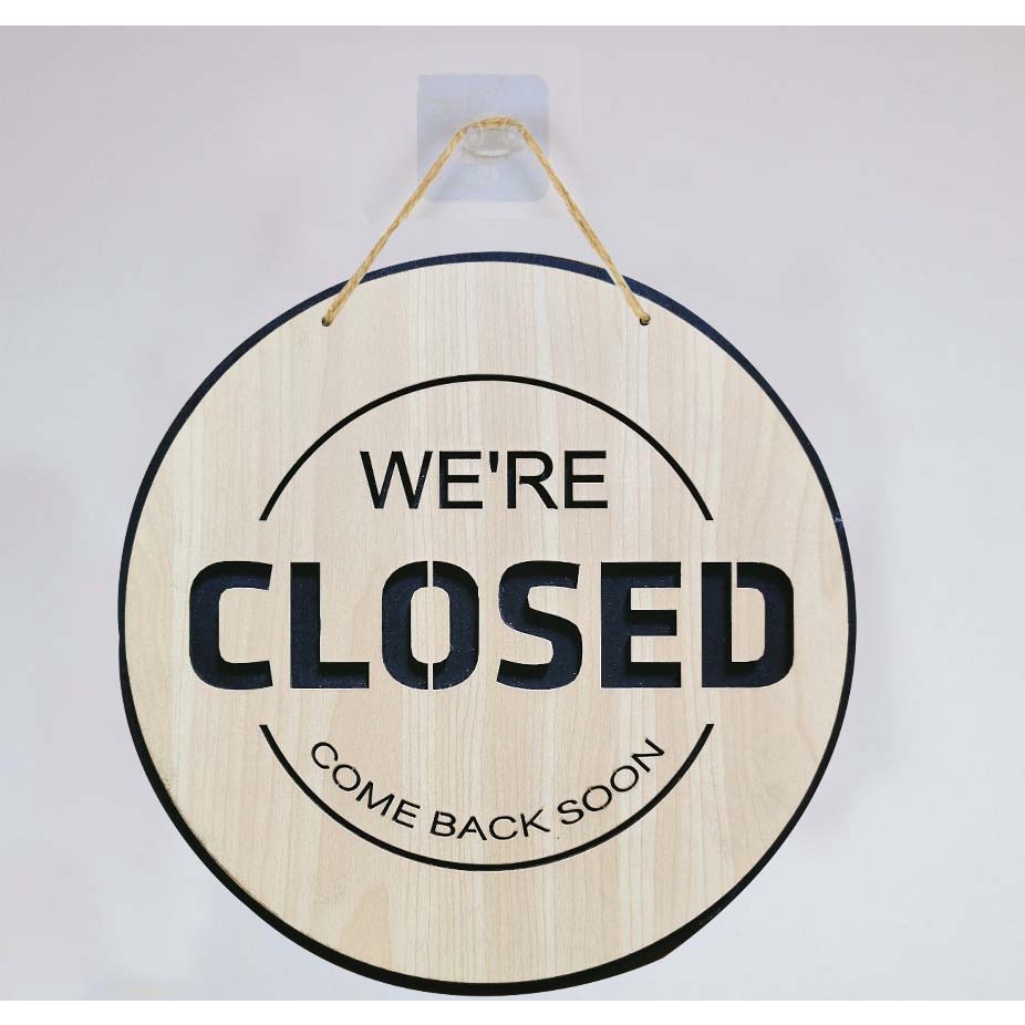 Bảng gỗ Open Closed treo cửa 2 mặt trang trí decor sang trọng độc đáo