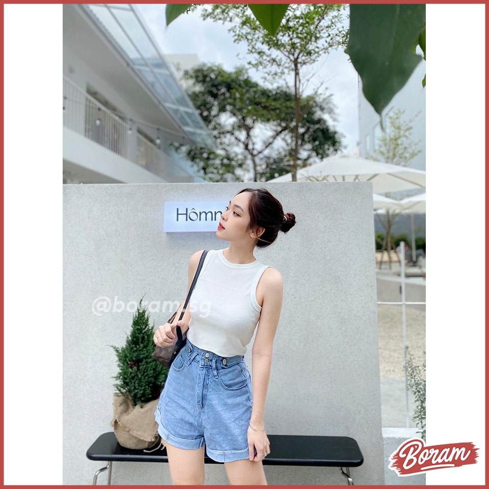 Áo croptop nữ sát nách ba lỗ thun không tay kiểu ôm body tank top vải cotton co giãn tốt BORAM SG
