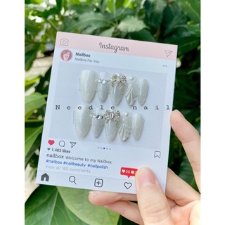 nail box thiết kế mắt mèo kim cương đính charm nơ