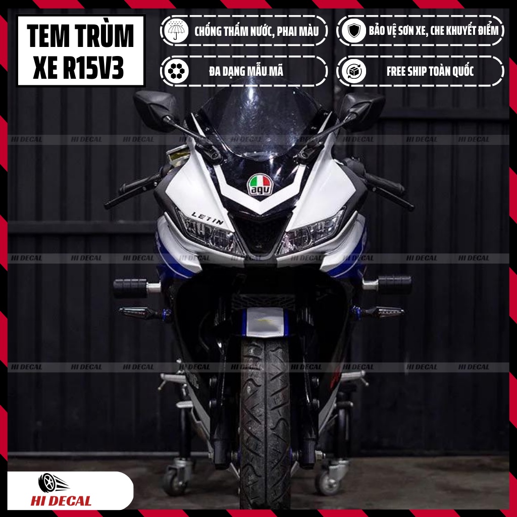 Tem trùm R15v3 thiết kế riêng | Mẫu R15H007 | Decal cao cấp chống thấm nước