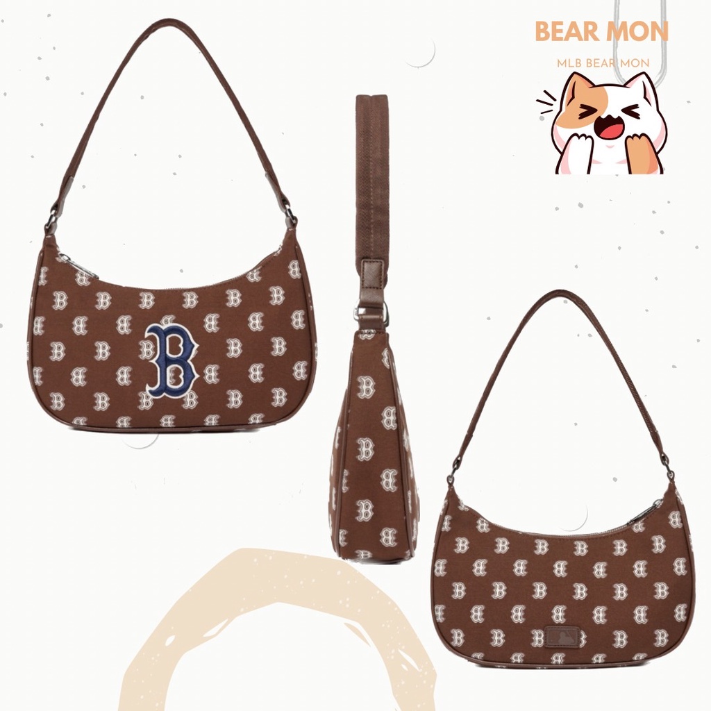 MLB CLASSIC MONOGRAM HOBO BAG BOSTON RED SOX BROWN 3ABQS102N-43BRD