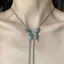 Unstop * Vòng Cổ Bướm Thời Trang Quà Tặng Cho Bé Gái Nữ Bạc Bướm Dây Rút Vòng Cổ Choker Trang Sức Quà Tặng Cho