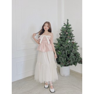 Somee studio Jeanne top Áo quây tafta nơ ngực