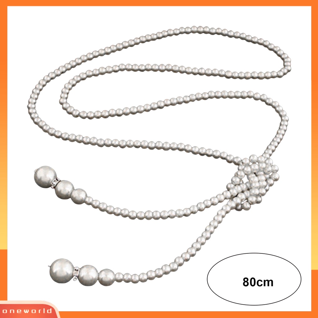 [ONWL] Vòng Cổ Ngọc Trai Giả Màu Trắng Thắt Nút Đính Hạt Dài Tua Rua Dây Xích Cổ Thanh Lịch Trang Sức Hợp Kim Đầm Nữ Áo Len Vòng Cổ Phụ Kiện Trang Sức