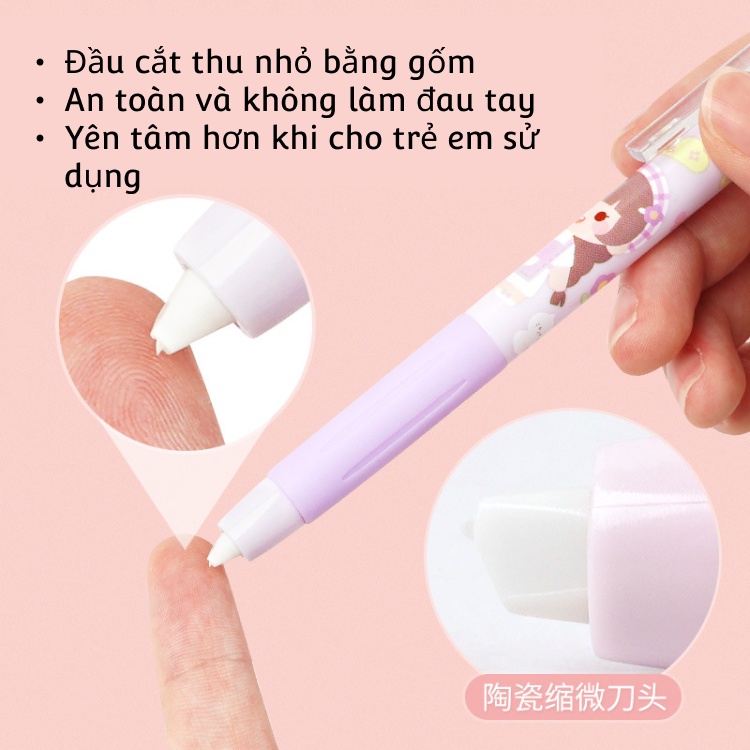 Dao cắt chạm khắc sticker dạng bút có thể thu gọn màu sắc xinh xắn