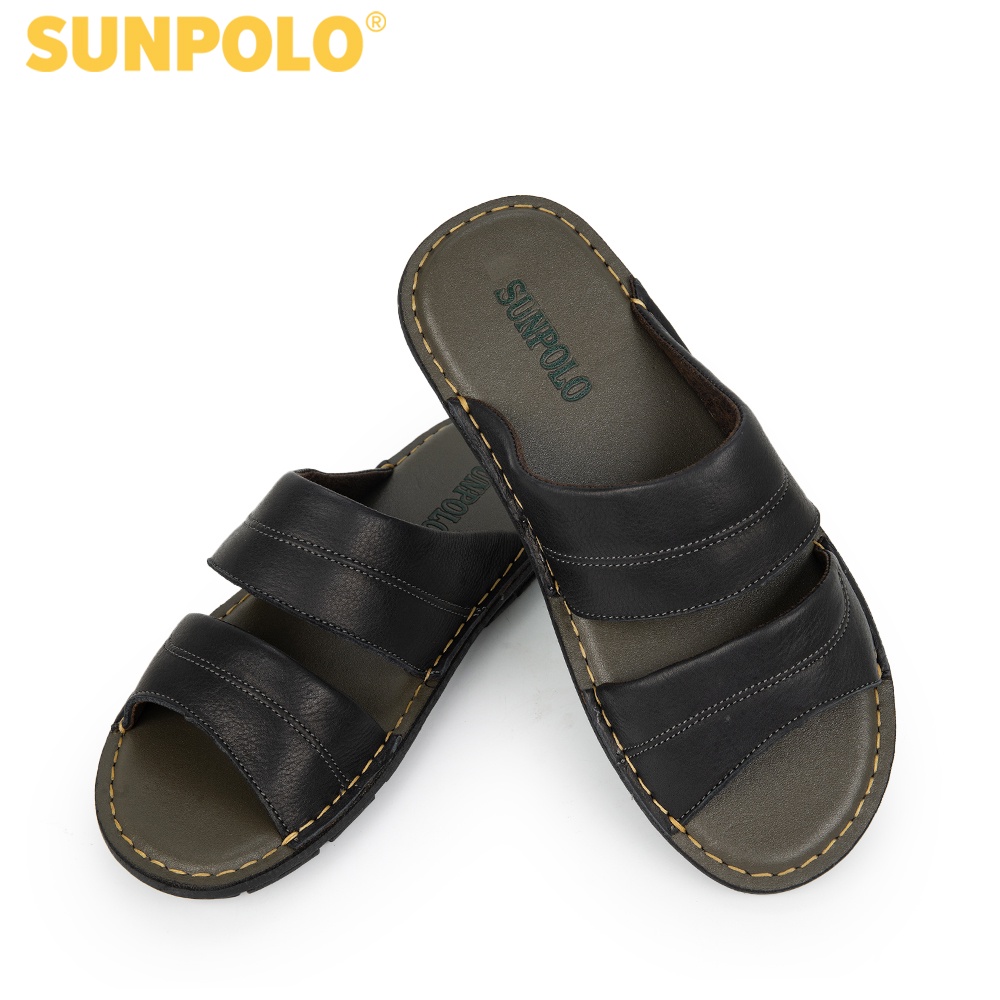 Ảnh Dép quai ngang nam da bò cao cấp SUNPOLO AQN029 4