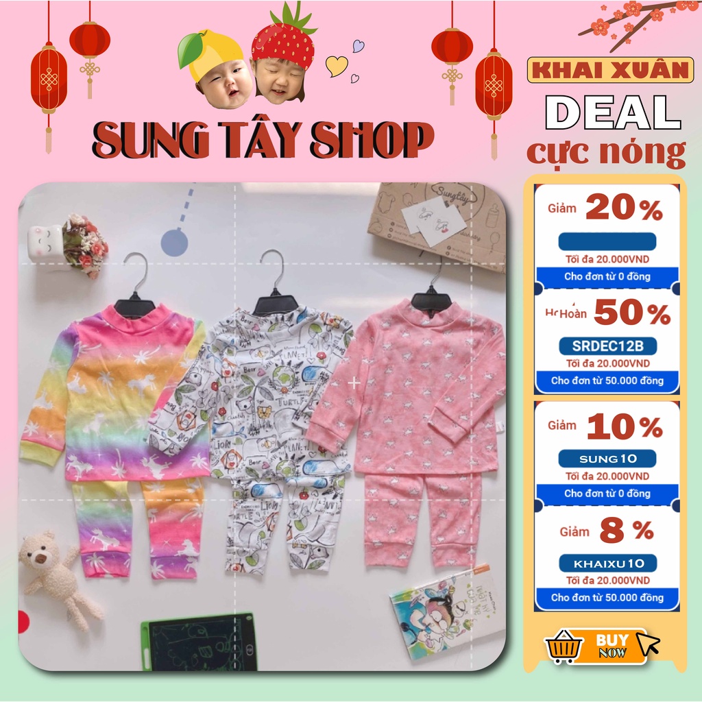 Bé gái Set 3 bộ dài tay cổ 3 phân thu đông cho bé gái xuất dư 100% ...