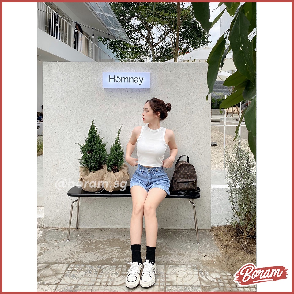 Áo croptop nữ sát nách ba lỗ thun không tay kiểu ôm body tank top vải cotton co giãn tốt BORAM SG