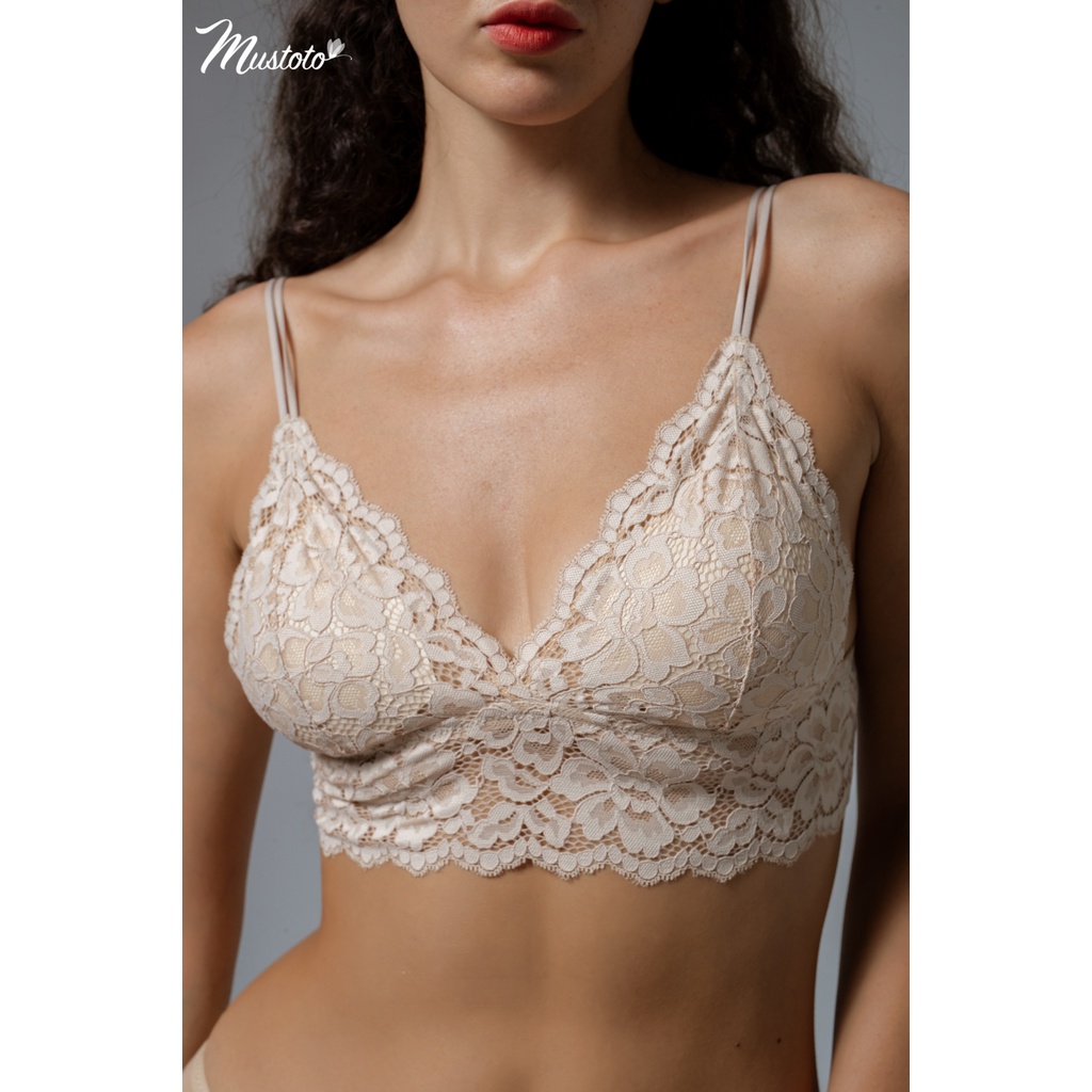 Áo Lót Nữ Bralette Bora Ren Không Gọng Mút Mỏng Tháo Rời Thoải Mái Mustoto MA14