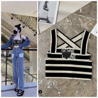 Áo len mongtoghi băng quấn siêu giãn cá tính chéo lưng croptop 089