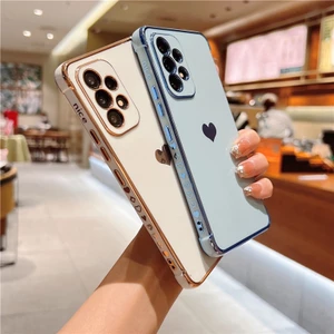 Ốp Điện Thoại Silicon Mềm Chống Sốc Họa Tiết Trái Tim Mạ Viền Dành Cho Samsung Galaxy A13 A14 A52 A53 5G A12 A23 A33 A52S