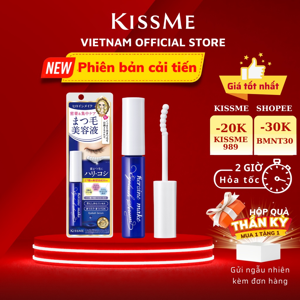 Mascara Serum Tinh Chất Dưỡng Mi Bản Mới Kissme Heroine Make Watering Eyelash Serum EX5.5ml Dưỡng Mi Khỏe Làm Mi Dài Rậm