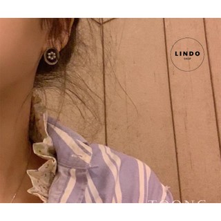 Khuyên tai nữ tròn đính đá phong cách hiện đại LINDO