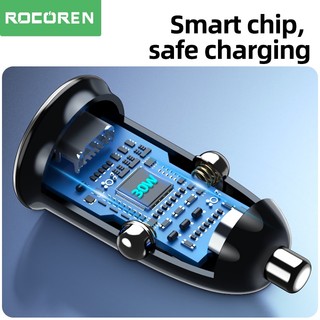 Rocoren 30W Sạc Xe Hơi USB Loại C Sạc Nhanh QC PD Sạc Nhanh Sạc Adapter Cho iPhone 14 Pro Max 13 Samsung Xiaomi Poco
