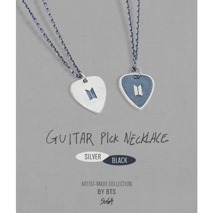 [ BTS MERCH BY SUGA] Guitar Pick Necklace Sliver/Black Vòng cổ