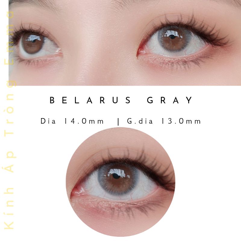 Kính Áp Tròng Belarus Gray | Lens áp tròng 14.0Xám Khói Tự Nhiên | Kính Áp Tròng Emma