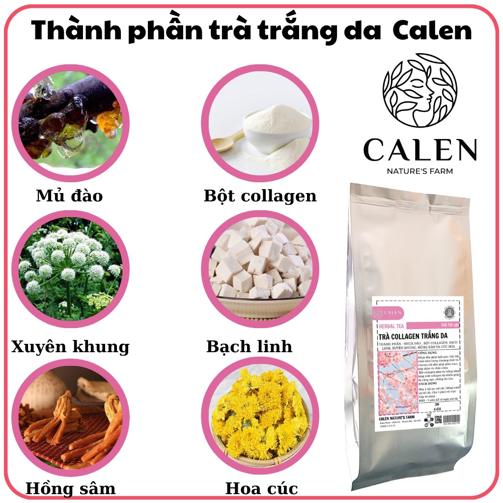 [Trà dưỡng nhan bổ khí ] Trà trắng da Calen Nature Farm dưỡng khí huyết hồng hào, cân bằng nội tiết tố nữ bổ thận nữ