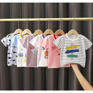Trẻ Em Tay Ngắn Cotton Nguyên Chất Phong Cách Mới Áo Thun Bé Trai Hoạt Hình Bé Gái Tay Ngắn Phiên Bản Hàn Quốc Top