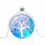 Vòng cổ mặt dây chuyền họa tiết cây tinh tế màu bạc cổ điển với Cabochon thủy tinh thủ công đẹp