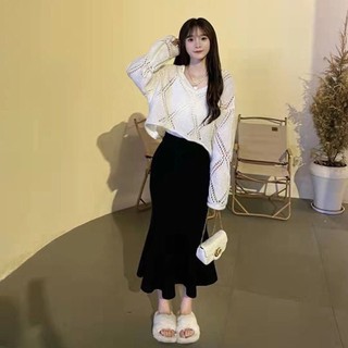 Chân váy đuôi cá màu đen dáng dài xòe tôn dáng cực đỉnh phong cách Ulzzang Hàn Quốc, co giãn, có bigsize ôm body