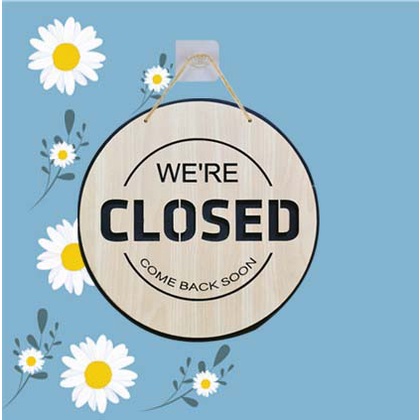 Bảng gỗ Open Closed treo cửa 2 mặt trang trí decor sang trọng độc đáo