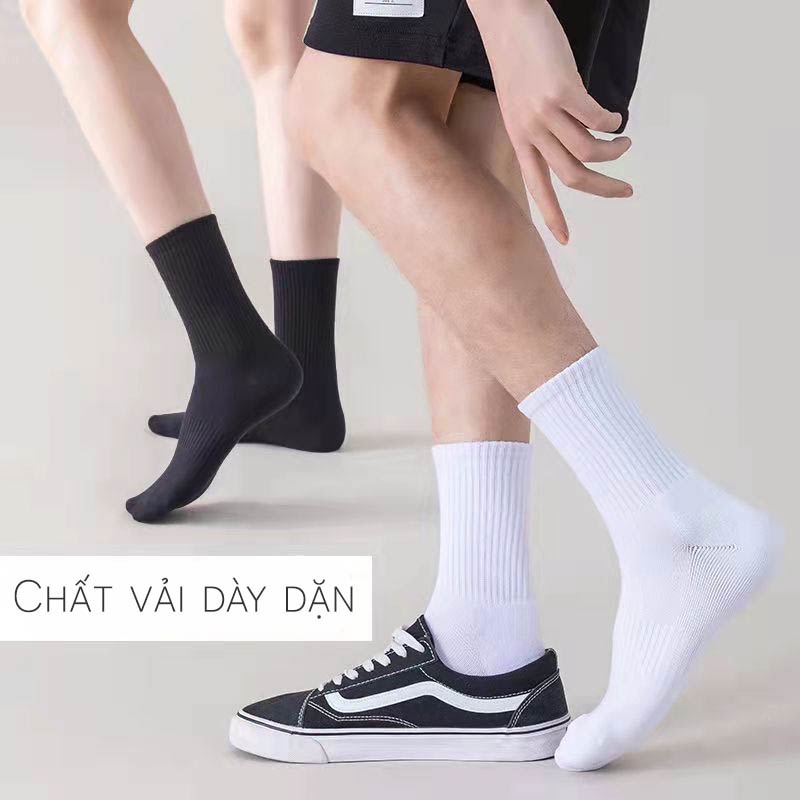 Ảnh Tất nam cổ cao G2 chất cotton vớ dài nữ trơn basic co giãn bốn chiều phong cách unisex Hàn Quốc 3