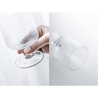 Ly Thủy Tinh Họa Tiết Sọc, Cốc Thủy Tinh Đựng Kem, Sinh Tố Đá Xay, Nước Ép, Dung Tích 300ml
