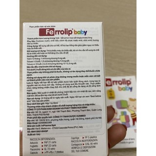 Sắt Ferrolip Baby, bổ sung sắt hữu cơ cho bé- 30ml