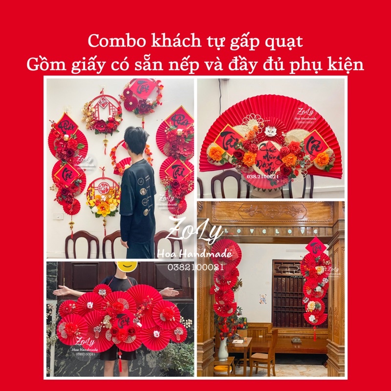 Combo khách tự gấp quạt] Phụ kiện và giấy có nếp gấp set quạt ...