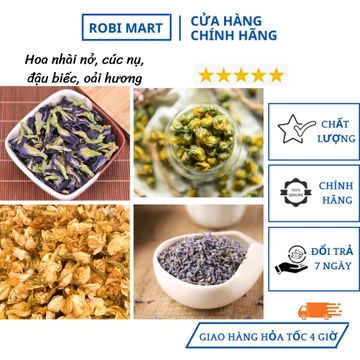 Trà hoa sấy khô robimart đẹp da (hoa nhài nở, hoa cúc nụ, hoa đậu biếc, hoa oải hương)