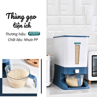 Thùng đựng gạo 10kg Việt Nhật Hokori 5338,thùng gạo thông minh nút bấm tự động bền đẹp {H}