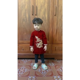 Áo dài nhung đỏ mặc TẾT cho bé trai ( không kèm quần ) Phương Kid