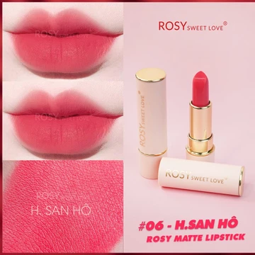 Son thỏi sáp ROSY SWEETLOVE hàng chính hãng, không chì, nhung lì, mềm môi <màu Hồng San Hô>