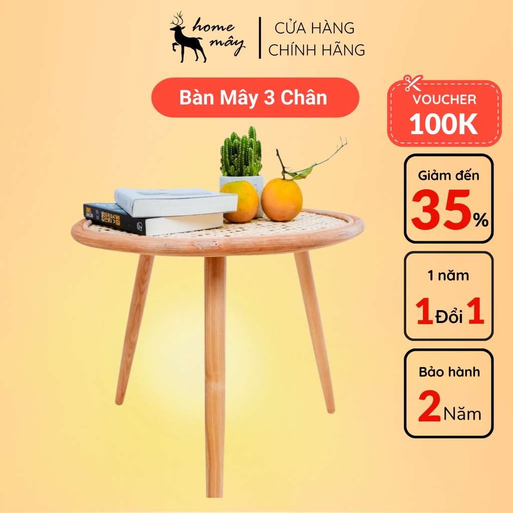 Bàn Mây Mắt Cáo với Chân Gỗ HOME MÂY - Sản phẩm trang trí cho Nhà Cửa, Quán Cafe và Home Stay