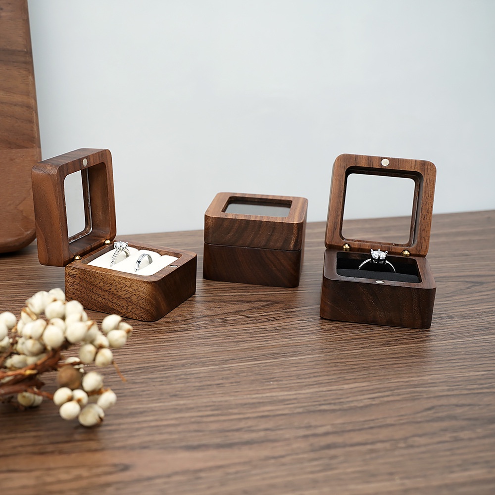 Casegrace Hộp đựng đồ trang sức bằng gỗ Hộp đựng nhẫn gỗ Hộp trưng bày trang sức Quà tặng Wowen Hộp quà cưới