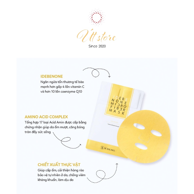 Mặt nạ dưỡng da Be’balance 3 in 1 Hàn Quốc Microfiber Mask, #Azulene #Idebenone #Acala #Pro B5 #Salmon, sample - 5 màu