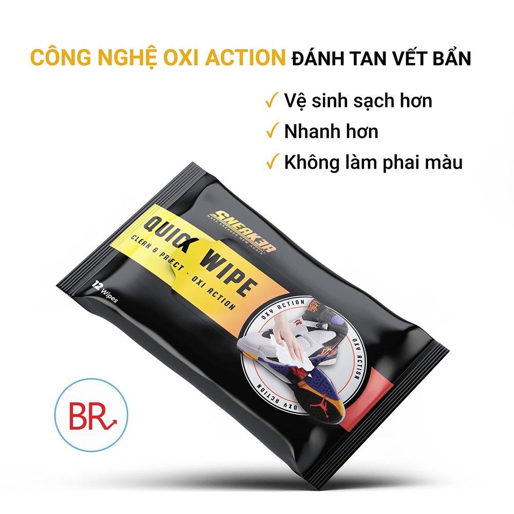Combo Khăn giấy lau giày siêu sạch Sneaker kèm Bàn chải chà vệ sinh giày không hoá chất hại vải, Gói giấy lau giầy 00036