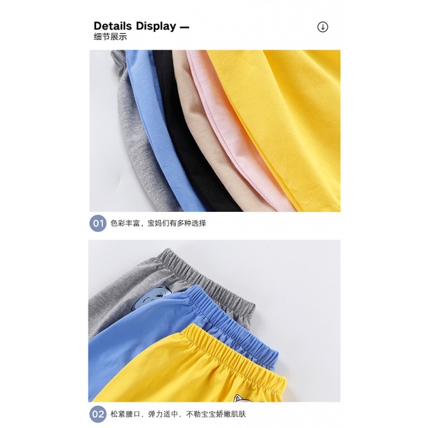 Mùa Hè Phong Cách Mới Trẻ Em Cotton pp Quần Phiên Bản Hàn Quốc Bé Trai Bé Gái Quần Crop Mông Quần Thường Ngày