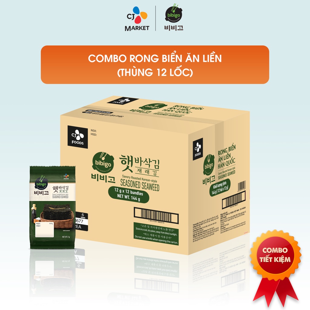 [Mã BMLTA35 giảm đến 35K đơn 99K] COMBO siêu tiết kiệm Rong biển lá kim ăn liền Bibigo Hàn Quốc