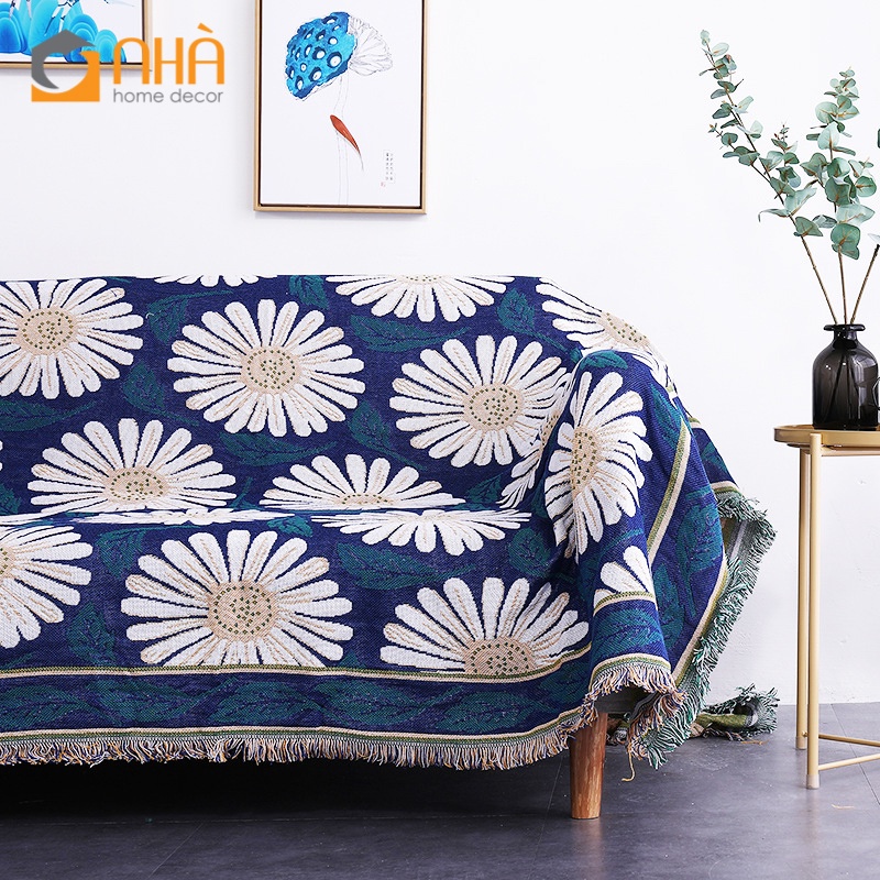 Thảm Phủ Sofa Trang Trí Thổ Cẩm Hoa Văn Bohemian